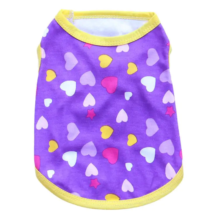 Printed Love Cotton Jersey Pet Vest for Cats (XS–L)