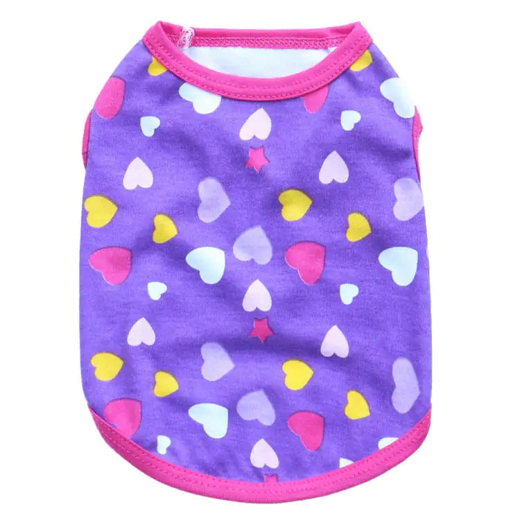 Printed Love Cotton Jersey Pet Vest for Cats (XS–L)