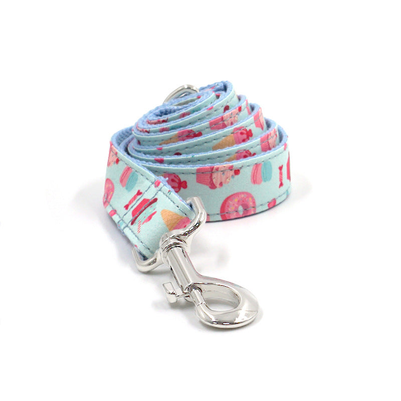 INS Style Cute Cartoon Dog Collar and Leash Bow Suit