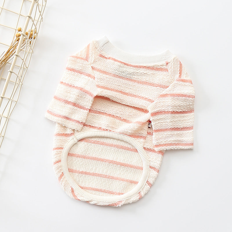 Embroidered Striped T-Shirt for Small Dogs