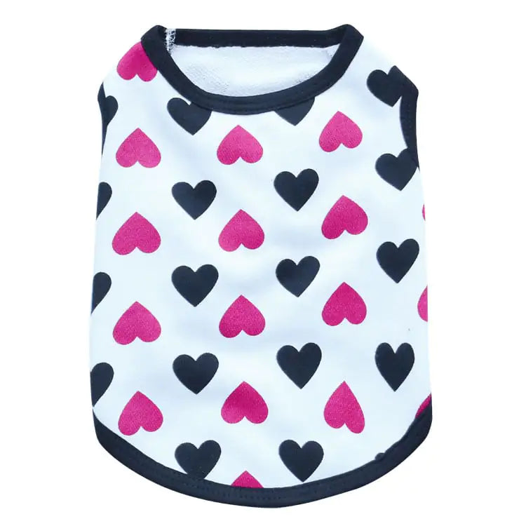 Printed Love Cotton Jersey Pet Vest for Cats (XS–L)