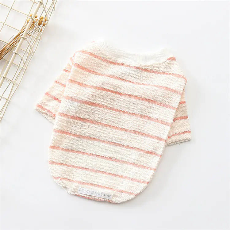 Embroidered Striped T-Shirt for Small Dogs
