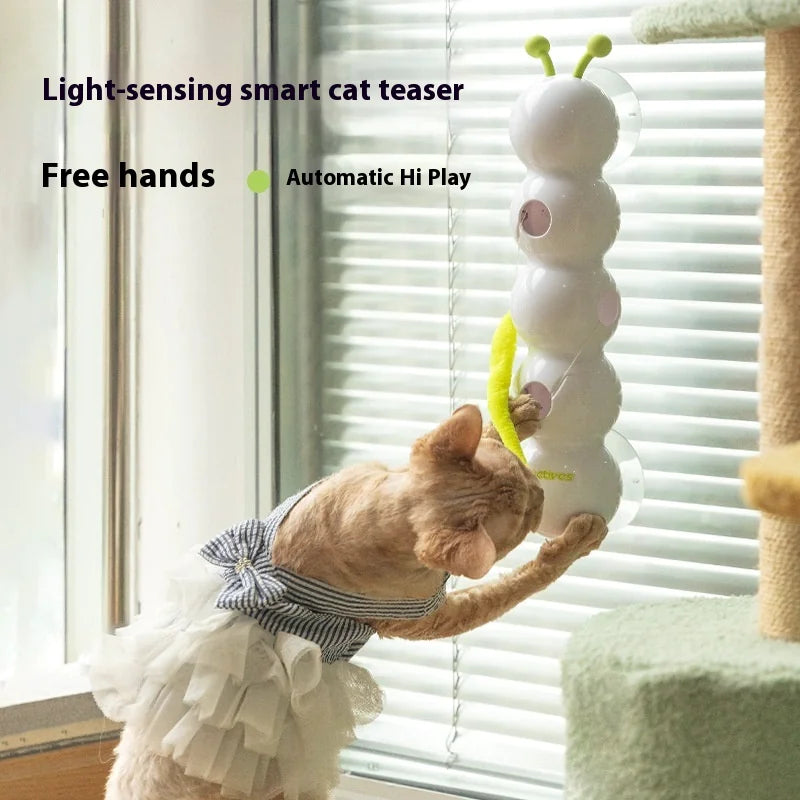 Interactive Cat Toy with Intelligent Sensor – Feather Teaser Fun