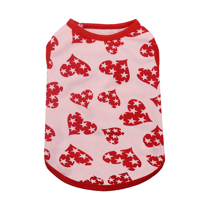 Printed Love Cotton Jersey Pet Vest for Cats (XS–L)
