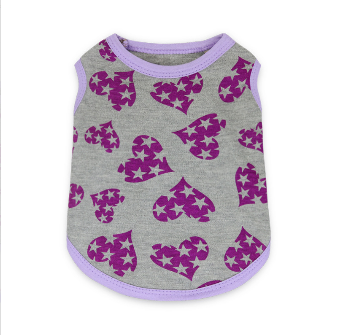 Printed Love Cotton Jersey Pet Vest for Cats (XS–L)