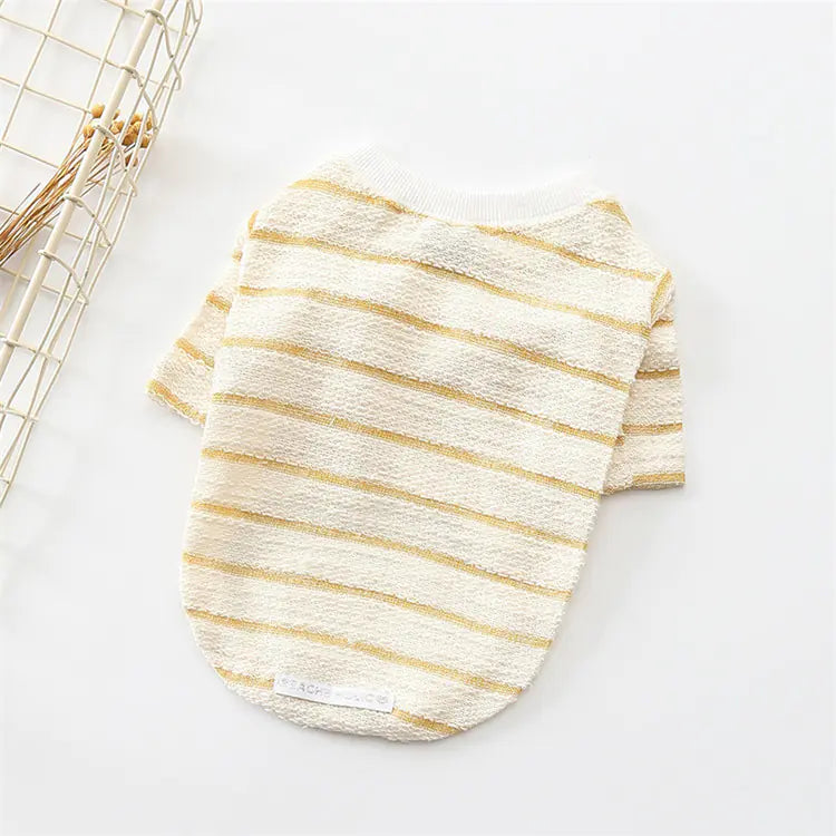 Embroidered Striped T-Shirt for Small Dogs