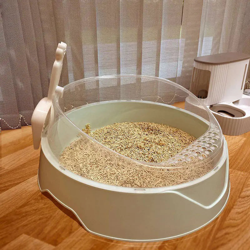 Semi-Enclosed Cat Litter Box with Shovel