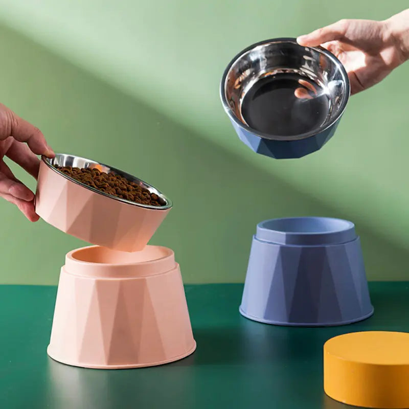 High Foot Stainless Steel Cat and Dog Bowl Feeder