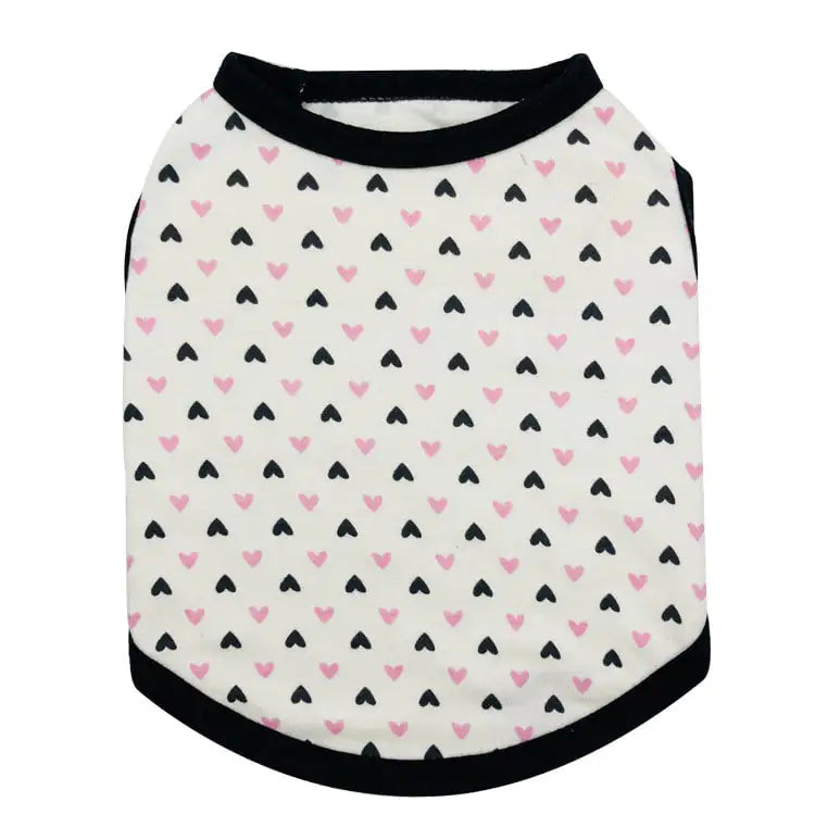 Printed Love Cotton Jersey Pet Vest for Cats (XS–L)