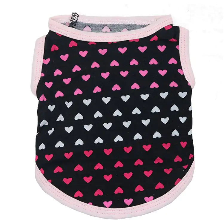 Printed Love Cotton Jersey Pet Vest for Cats (XS–L)