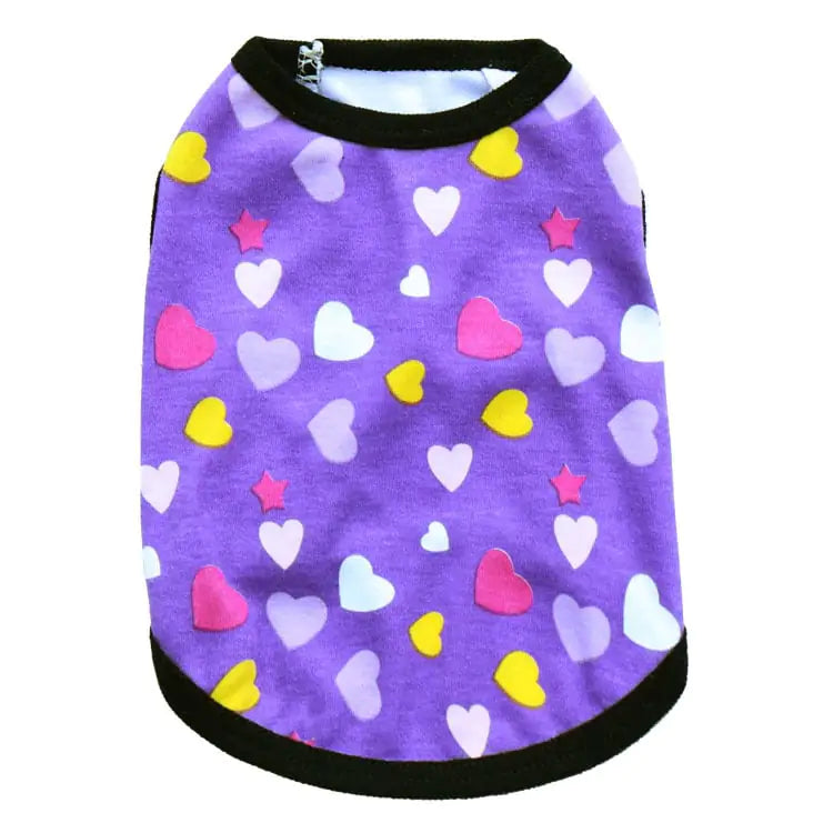 Printed Love Cotton Jersey Pet Vest for Cats (XS–L)