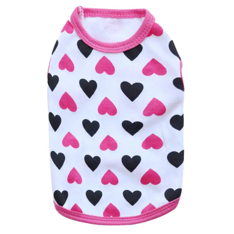 Printed Love Cotton Jersey Pet Vest for Cats (XS–L)