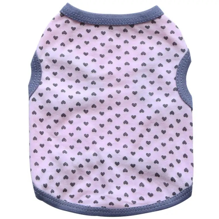 Printed Love Cotton Jersey Pet Vest for Cats (XS–L)