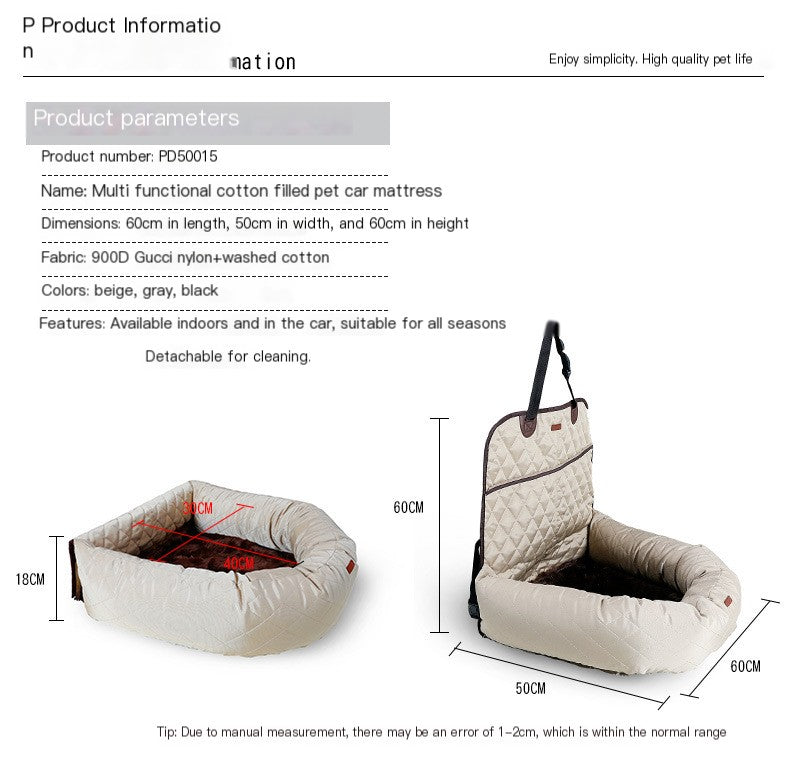 SnuggleRide™ — Multifunctional Pet Bed for Car & Home