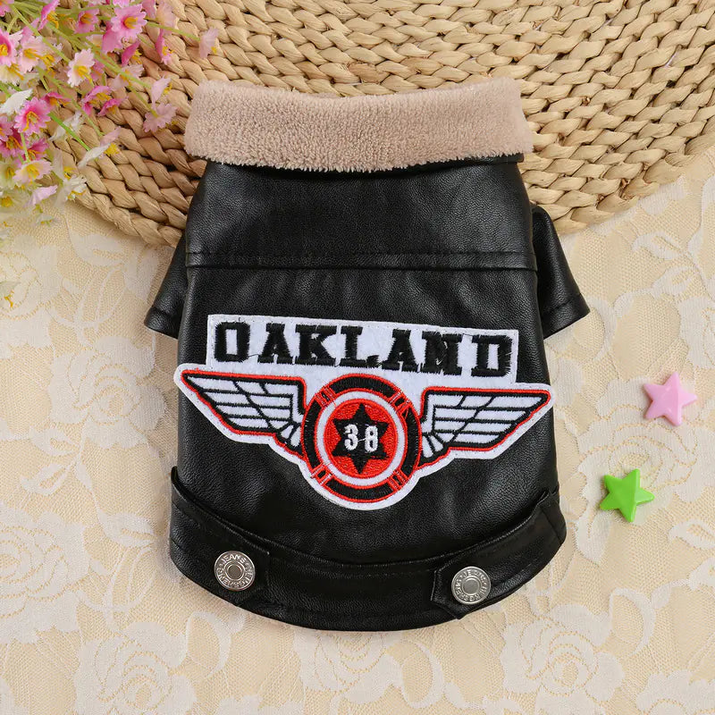 Embroidered Leather Dog Jacket