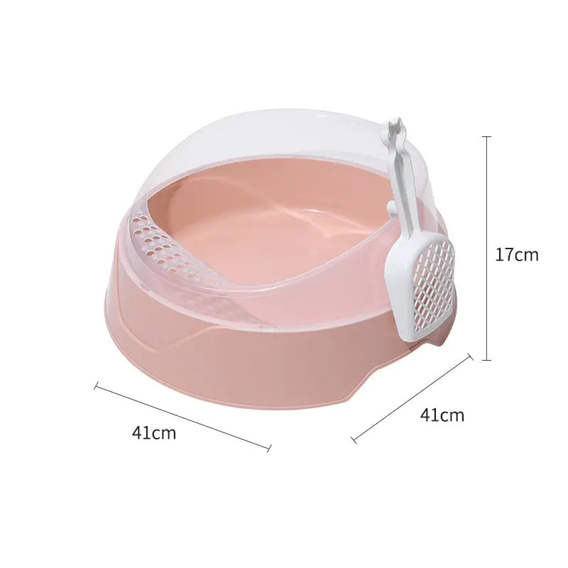 Semi-Enclosed Cat Litter Box with Shovel