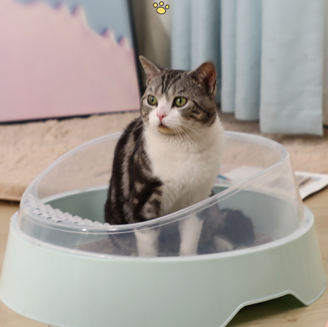 Semi-Enclosed Cat Litter Box with Shovel