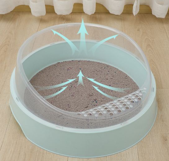 Semi-Enclosed Cat Litter Box with Shovel
