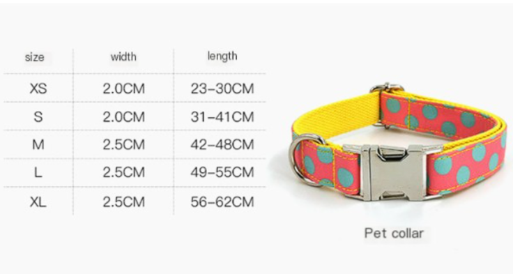 Polka Dog Collar with Traction Rope