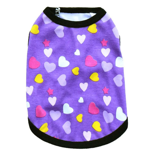 Printed Love Cotton Jersey Pet Vest for Cats (XS–L)