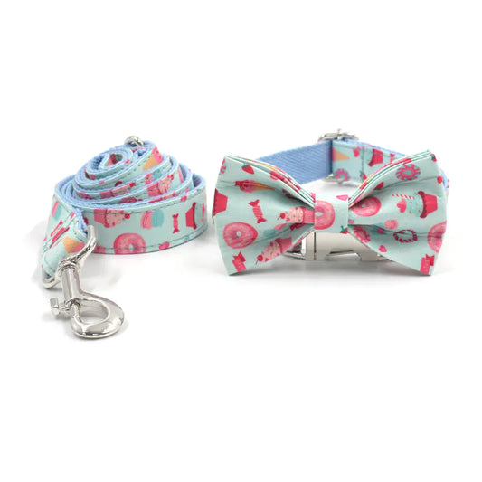 INS Style Cute Cartoon Dog Collar and Leash Bow Suit
